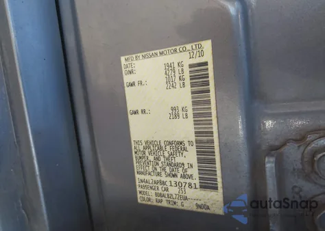 2011 Nissan Altima 2.5 S from USA, damaged, VIN 1N4AL2AP8BC130781
